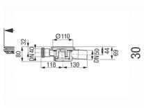 Corp sifon Kessel, Superplat,  SYSTEM 100, cu un racord lateral Ø40 si evacuare laterala, Ø50, cu trecere 